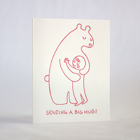 bear hug 283 fugu fugu press letterpress card printed on recycled paper. inside of the card is blank. made in the usa