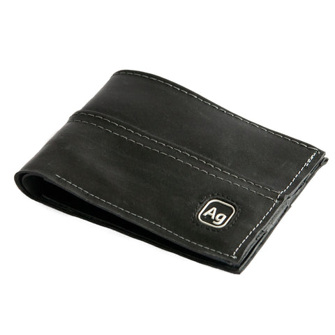 alchemy goods silver stitch franklin wallet is made from recycled inner tubes. made in the USA