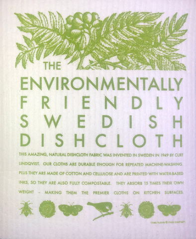 environmental swedish dishcloth:  biodegradable & compostable dishcloth made of 70% cellulose/30% cotton & water-based inks 