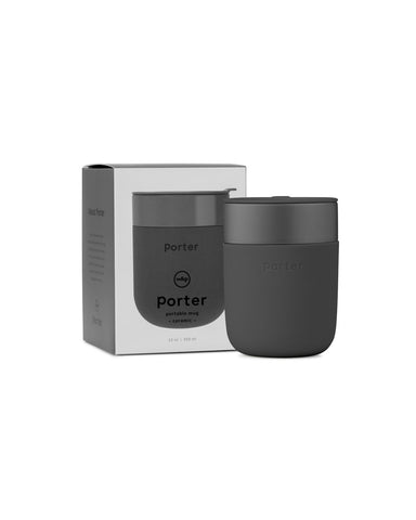 w&p charcoal 12oz porter mug is crafted with durable ceramic and wrapped in a protective matte silicone