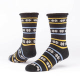 maggie's organic wool holiday snuggle socks poinsettia black