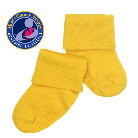babysoy solid colored non-slip comfy socks, sunshine
