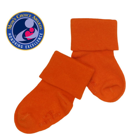 babysoy solid colored non-slip comfy socks, tomato