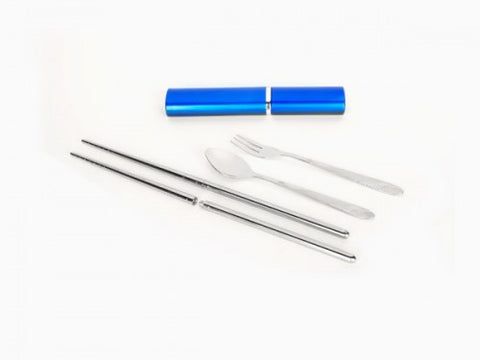 blue stainless steel cutlery set