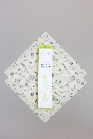 abeego large wraps are a reusable alternative to plastic wrap. wrap vegtables, fruit, sandwiches and cover food containers