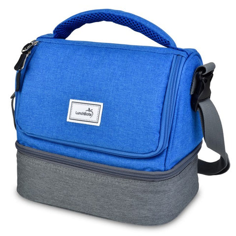 lunchbots insulated duplex lunch bag, royal