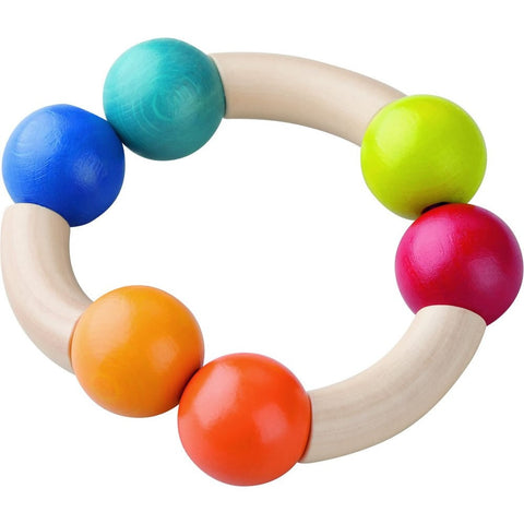 haba magic arch sustainably grown beechwood wood teething toy or clutching toy with non-toxic water-based stain. made in germany