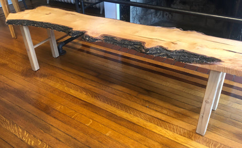 reclaimed wood bench side view