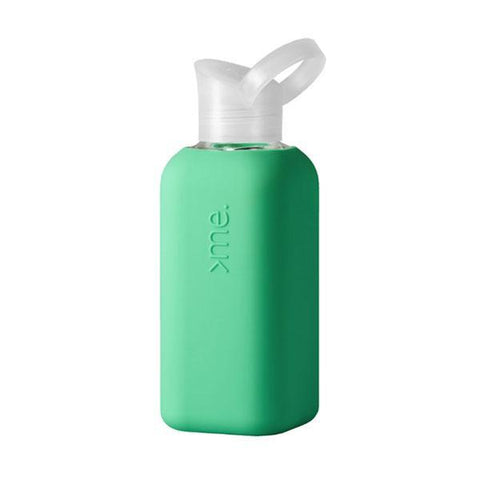 squireme mint 500ml borosilicate glass water bottle with silicone sleeve