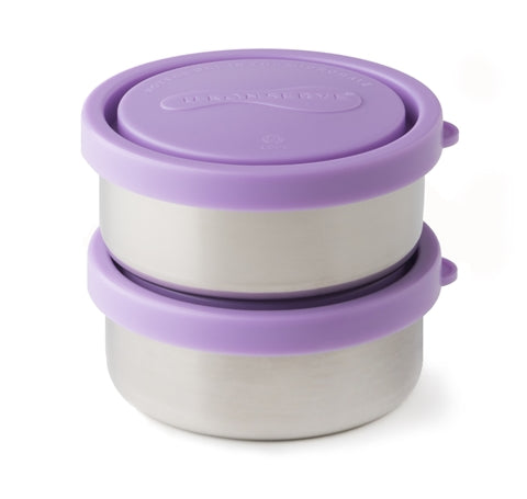 u-konserve lavender small round containers are 5oz 18/8 food grade stainless steel food containers. BPA-free & dishwasher safe