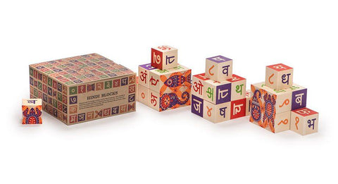 hindi language blocks hand-crafted in the USA by uncle goose