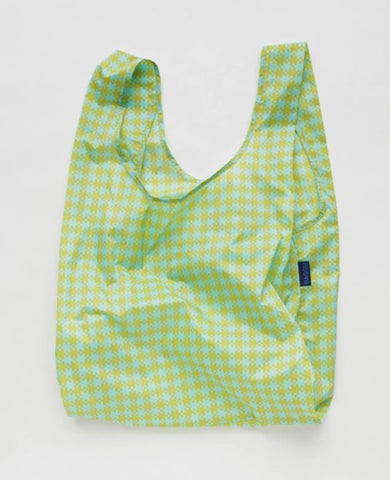 mint pixel gingham standard baggu