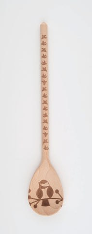 engraved wooden spoon bird