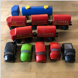plan toys play table, parking garage & train track set- display model