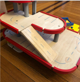 plan toys play table, parking garage & train track set- display model