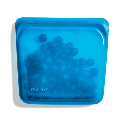 stasher reusable silicone sandwich bags, blueberry