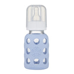 lifefactory 4 oz blanket glass baby bottle made of borosilicate glass & a medical grade silicon sleeve. bpa & bps free