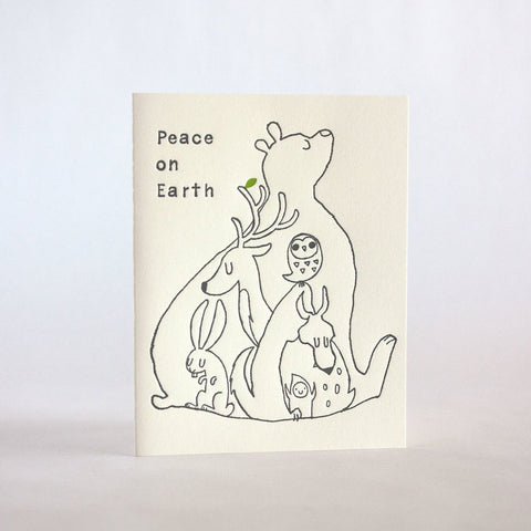 peace on earth forest animals fugu fugu press letterpress card