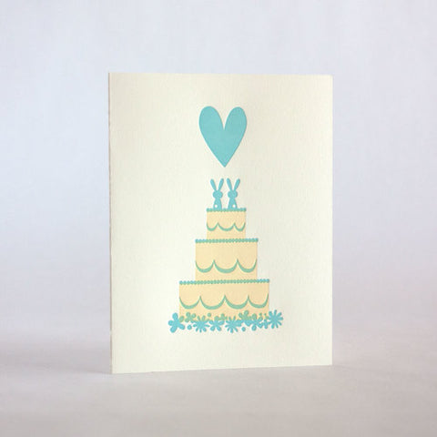 fugu fugu press wedding cake 180 letterpress card printed on recycled paper. inside of the card is blank. made in the usa