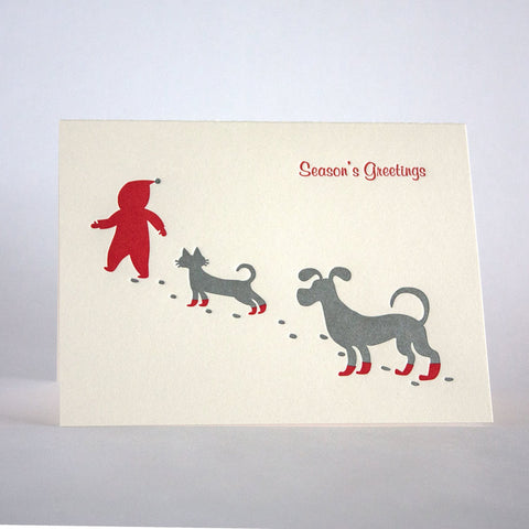 red boots 198b fugu fugu press letterpress card printed on recycled paper. inside of the card is blank. made in the usa