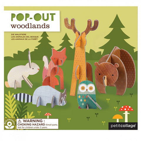 petit collage woodlands pop out sets made from thick, recycled sturdy board Brighten shelves, desks and tabletops. 
