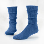 maggie's organics organic wool socks - wool crew heathered cornflower