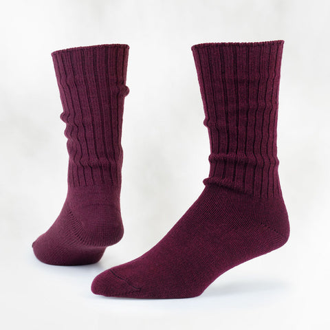 maggie's organics organic wool socks - wool crew heathered rosewood