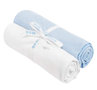 under the nile organic cotton swaddle blanket, white/blue