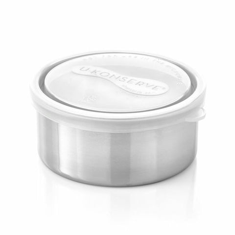 u-konserve clear round container medium are 5oz 18/8 food grade stainless steel food containers. BPA-free & dishwasher safe