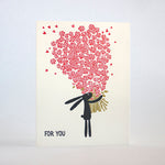 for you roses bunny 427 fugu fugu press letterpress card printed on recycled paper. inside of the card is blank. made in the usa