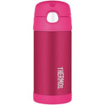 thermos funtainer stainless steel water bottle with straw 12oz pink is vacuum insulated to keep  cool for up to ten hours