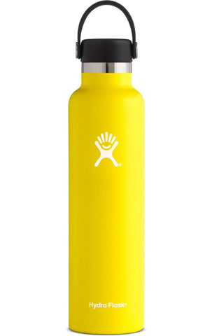 lemon 24 oz standard mouth hydro flask bottle keeps liquids cold for up to 24 hours and hot up to 6. bpa-free 