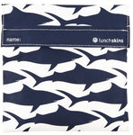 navy blue shark reusable sandwich/snack bag