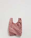 rose checkerboard baby baggu reusable shopping bag holds up to 50lbs. made from 40% recycled ripstop nylon
