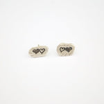 chocolate & steel earrings, our hearts sterling silver studs
