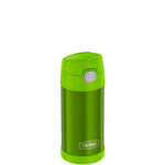 thermos funtainer stainless steel water bottle with straw 12oz lime is vacuum insulated to keep  cool for up to ten hours
