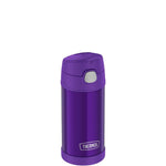 thermos funtainer stainless steel water bottle with straw 12oz violet is vacuum insulated to keep  cool for up to ten hours
