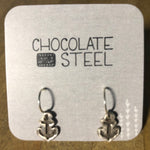 chocolate & steel earrings, anchor hooks, sterling silver