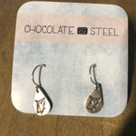 chocolate & steel earrings, boygirlparty horned owl hook, sterling silver
