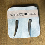 chocolate & steel earrings, splice crawler, sterling silver