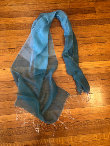 blue & turquoise silk and cotton scarf