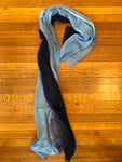 wrinkles light / dark blue merino wool scarf