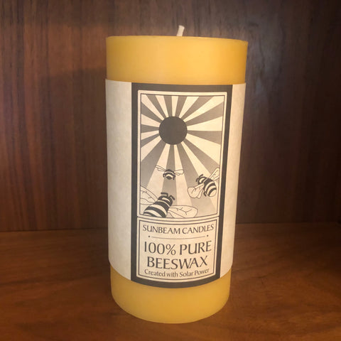 sunbeam candles beeswax smooth pillar 3"x6"