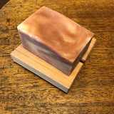 red pine soap dish 3 1/2" x 3 1/4"  hand crafted in japan - with soap