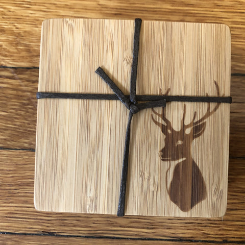 bambu bamboo coaster set of 4 - stag