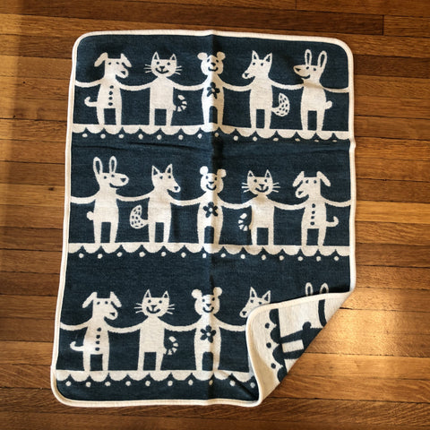 klippan children's blanket organic cotton chenille blue dance