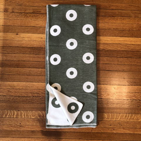klippan brushed organic cotton throw, green rings