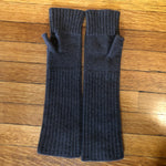 katie mawson knit wool fingerless gloves, long rib brown