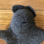 bear hand puppet from reclaimed wool sweater. zoom on face