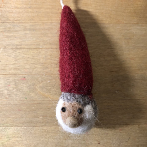 felted wool gnome ornament